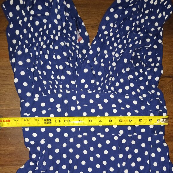 Trashy Diva 1940s Big Polka Dot Blue White GUC Dress SZ 10 Summer Vintage - Picture 3 of 6